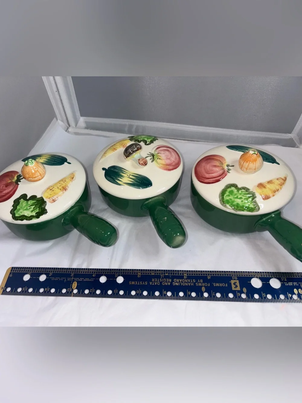 Green Ceramic Handled Vegetable Lid Vintage Japan Del Coronado